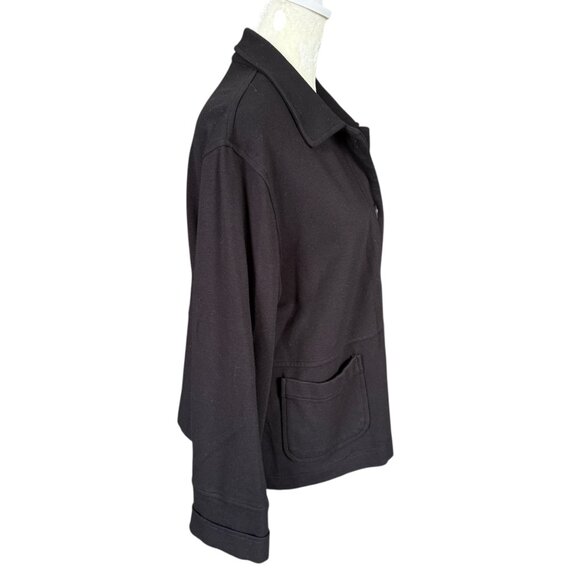 J. Jill Petite women's SP black long sleeve collared button down jacket top - Picture 4 of 9
